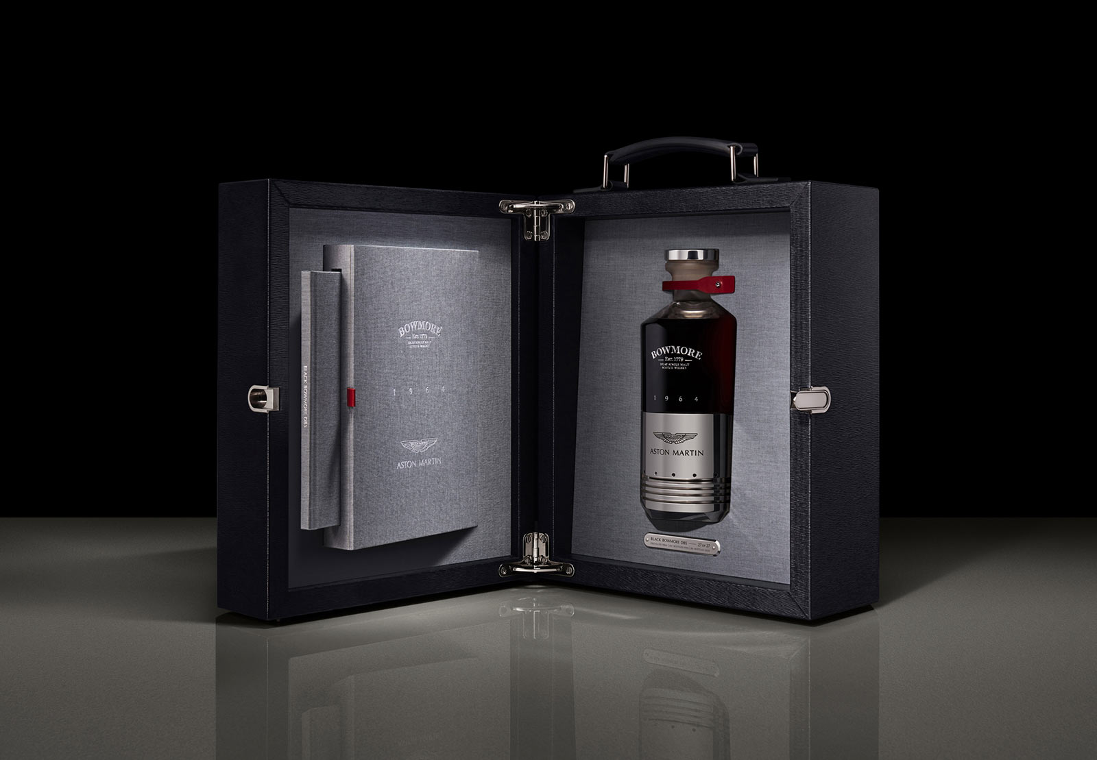 a 14 black bowmore db5 presentation case open v2